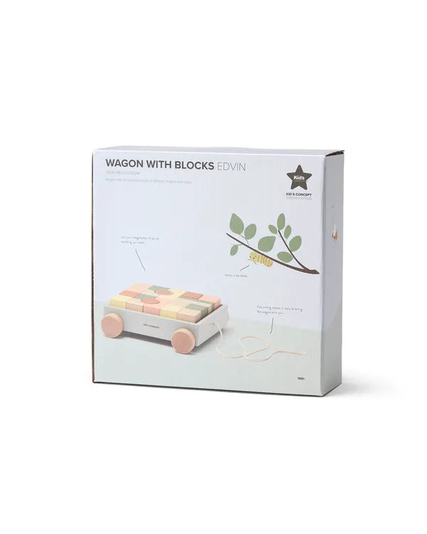 Houten Trekwagen met Blokken - 21 delige set - Kid's Concept