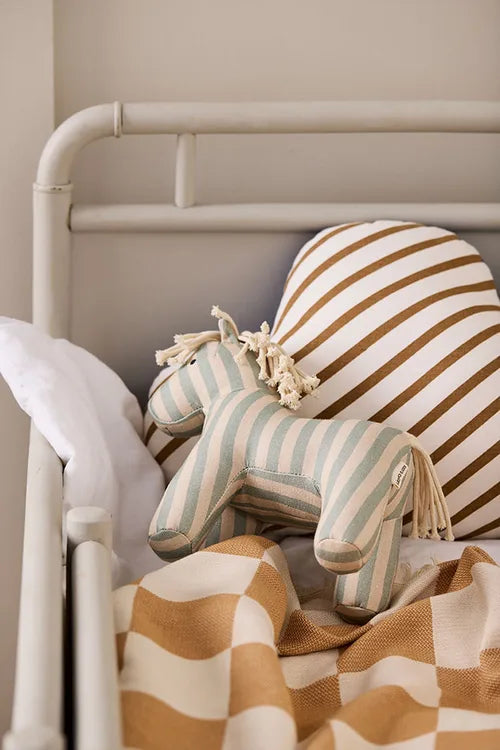 Knuffel paard Sam Aiden - Katoen - Groen/Wit - Kid's Concept