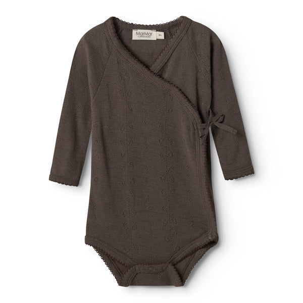 Overslagromper - Belita Wool Pointelle Romper - Merino wol - Terre - MarMar Copenhagen