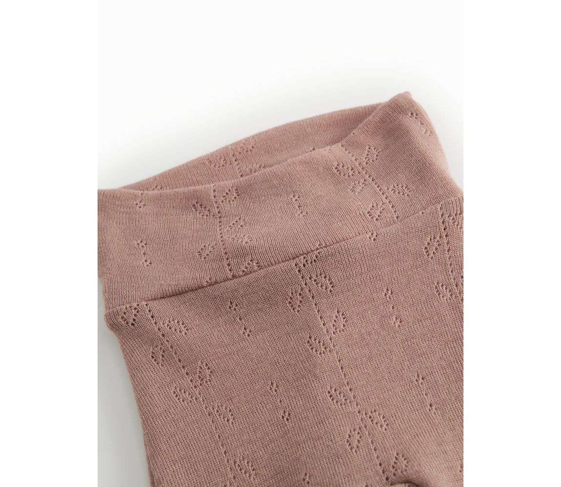 Broekje met voetjes Pixa - Wool pointelle - Merinowol - Burnt Rose - MarMar Copenhagen 