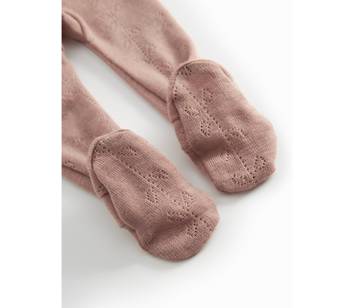 Broekje met voetjes Pixa - Wool pointelle - Merinowol - Burnt Rose - MarMar Copenhagen 
