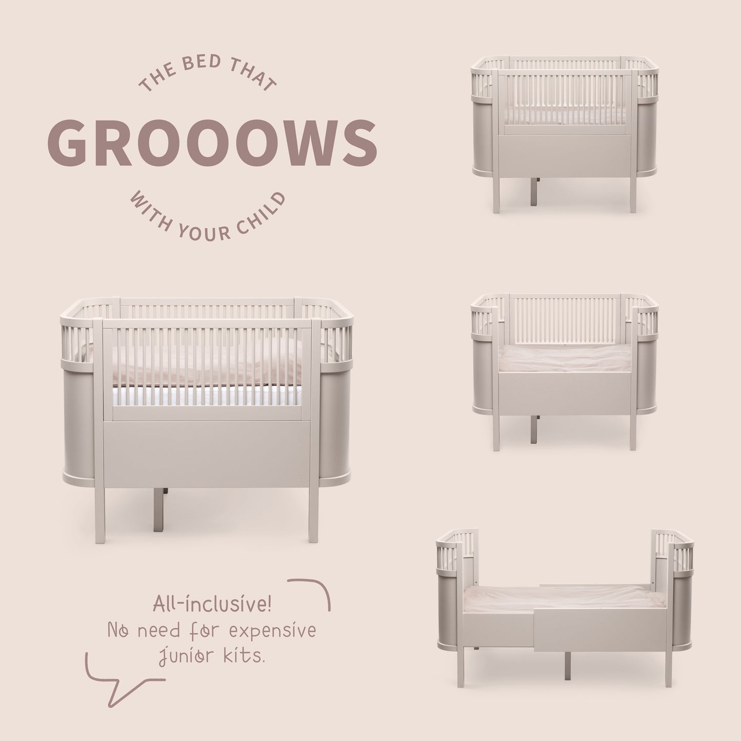 Sebra Baby en Junior Bed - Birckbarck Rose - Beukenhout - Sebra