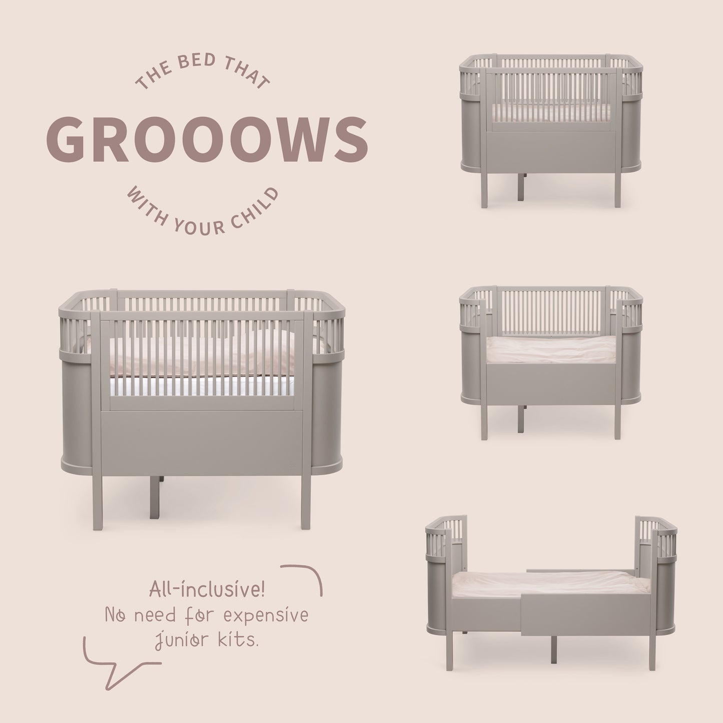 Sebra Baby en Junior Bed -Jetty Beige - Beukenhout - Sebra