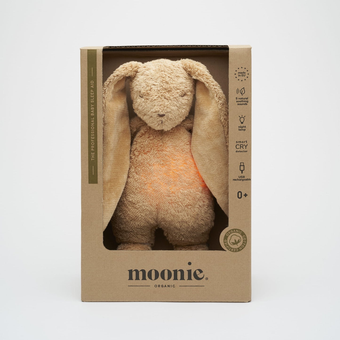 Moonie - Sensory Humming Bunny 2.0 - Nature Beige - Knuffel met geluid