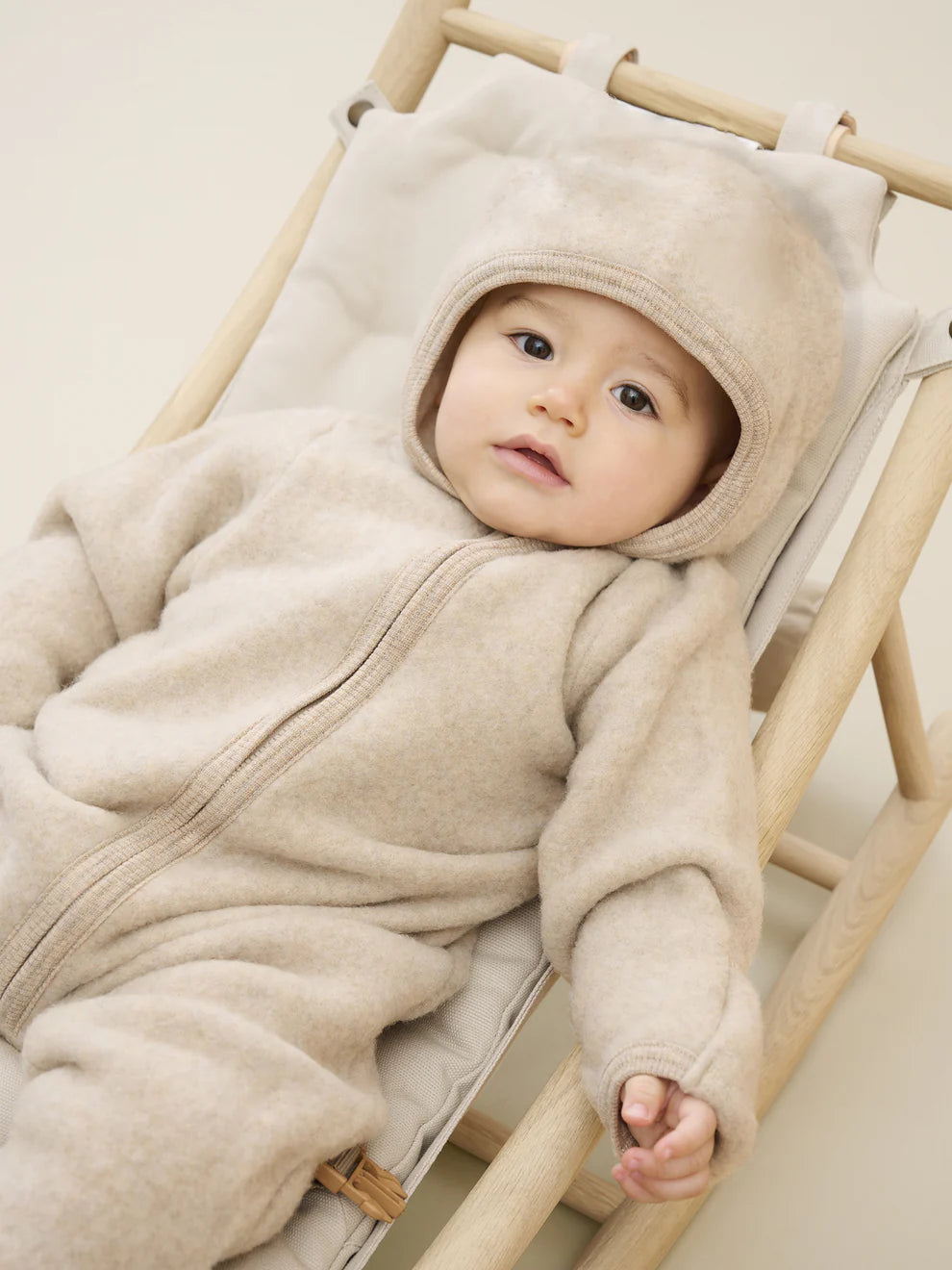 Buitenpak/jumpsuit - Merino wol fleece - Camel Melange - Huttelihut