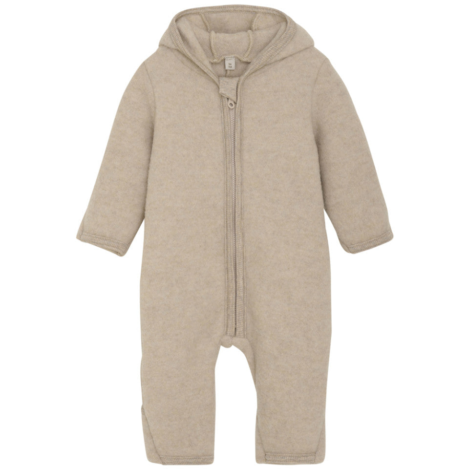 Buitenpak/jumpsuit - Merino wol fleece - Camel melange/beige - Huttelihut
