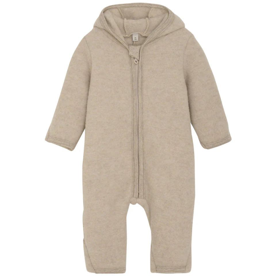 Buitenpak/jumpsuit - Merino wol fleece - Camel Melange - Huttelihut