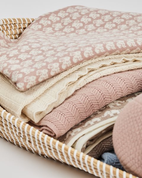 Babydeken Konijntjes - Merino wol - Roze - Smallstuff