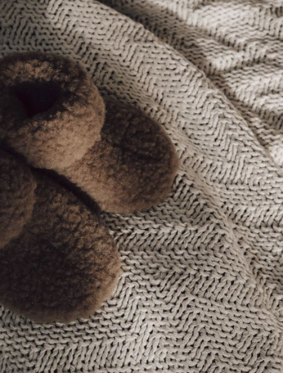 Wollen slofjes Evers - Scheerwol - Bruin - Alwero