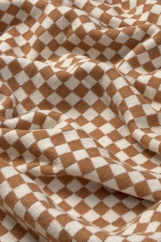 Gebreide deken Vichy Tiles – Toffee, Matcha & Ivory – 100% katoen – Lorena Canals