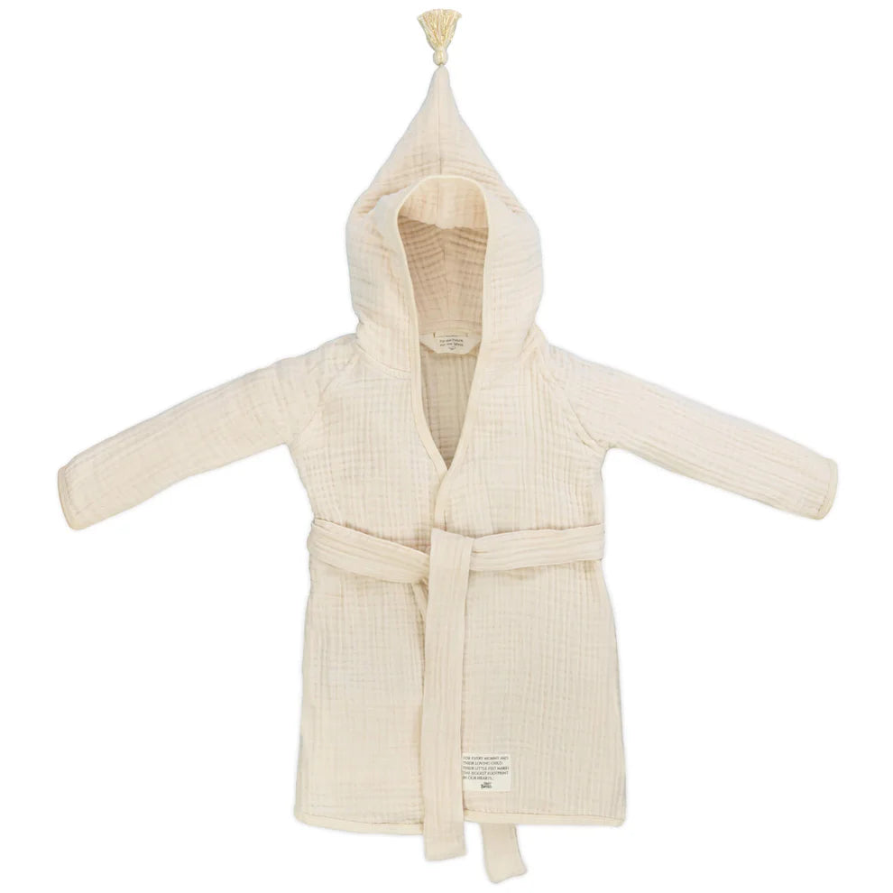 Baby Bello - Baby Badjas Sandshell - Beige - 100% Biologisch mousseline katoen - productfoto