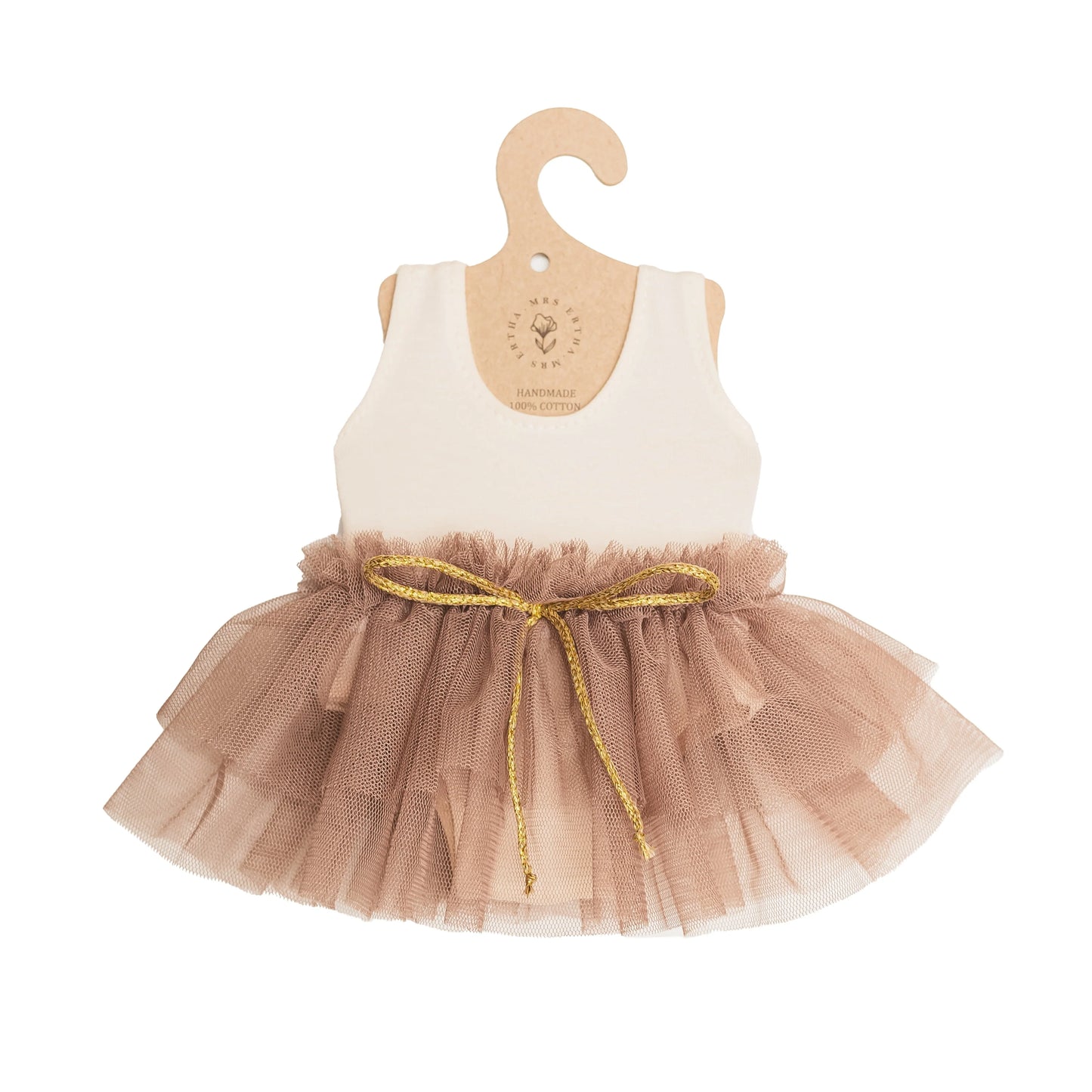 Poppenkleding - Biologisch katoen - Poppen 32-36 cm - Taupe Ballet Set - Mrs Ertha