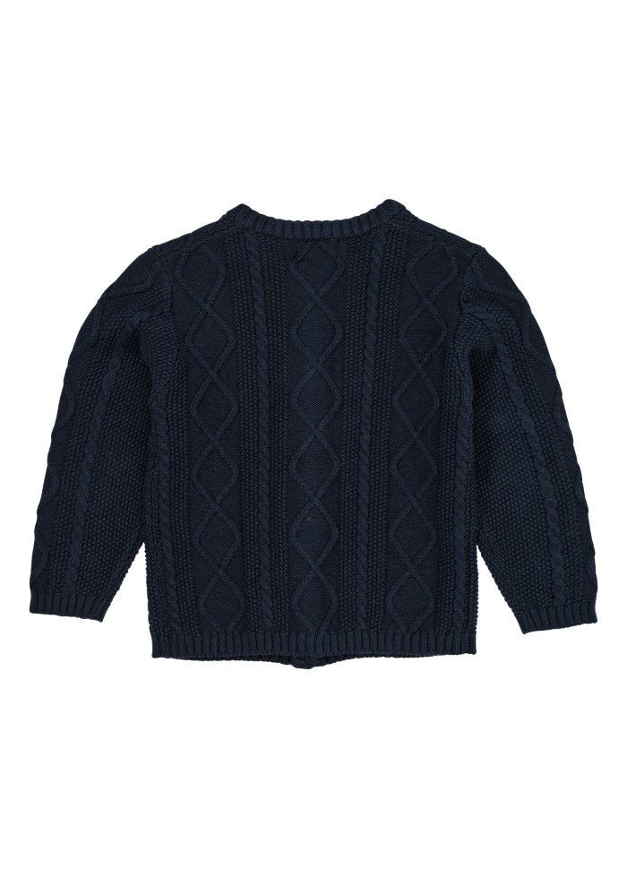 Copenhagen Colors - Knitted Cardigan - Gebreid Vestje - 100% biologisch katoen - achterkant donkerblauw
