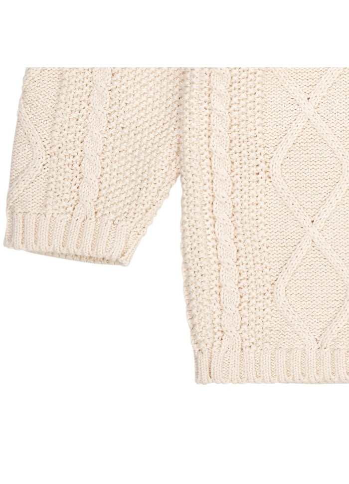 Copenhagen Colors - Knitted Cardigan - Gebreid Vestje - 100% biologisch katoen - close up ecru