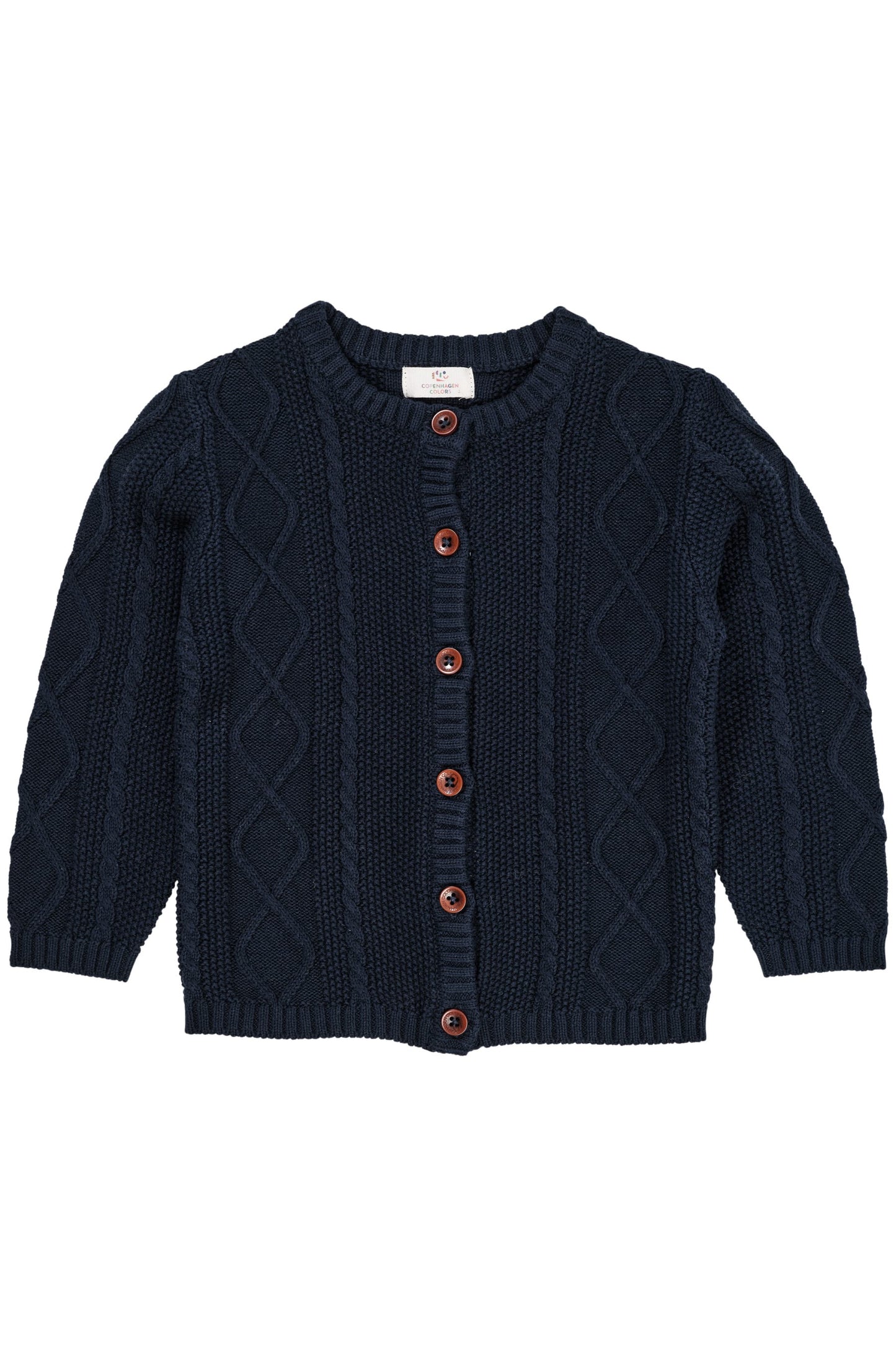 Copenhagen Colors - Knitted Cardigan - Gebreid Vestje - 100% biologisch katoen - voorkant donkerblauw