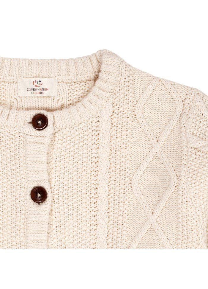 Copenhagen Colors - Knitted Cardigan - Gebreid Vestje - 100% biologisch katoen - close up ecru