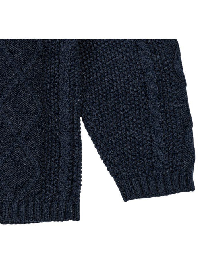 Copenhagen Colors - Knitted Cardigan - Gebreid Vestje - 100% biologisch katoen - close up donkerbauw