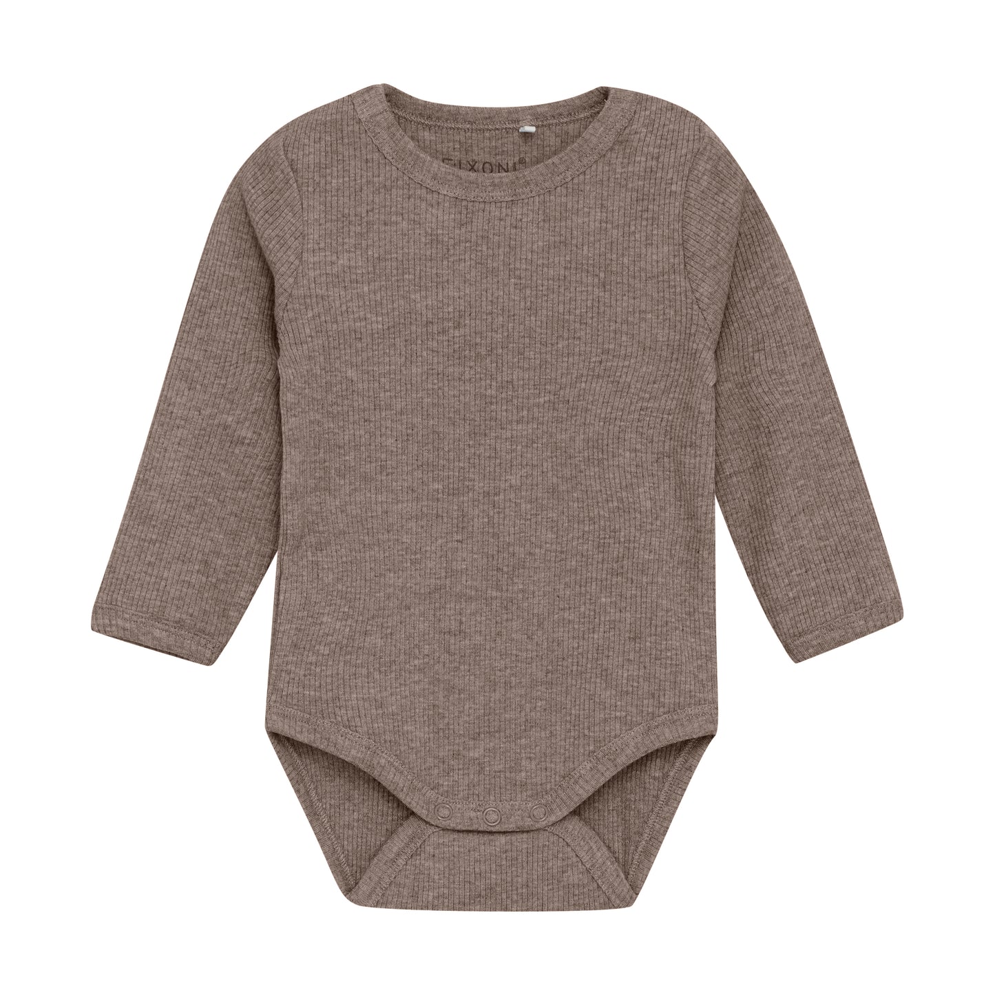 Fixoni - Body LS Melange Rib - Coffee quartz - Romper - Modal katoen voorkant
