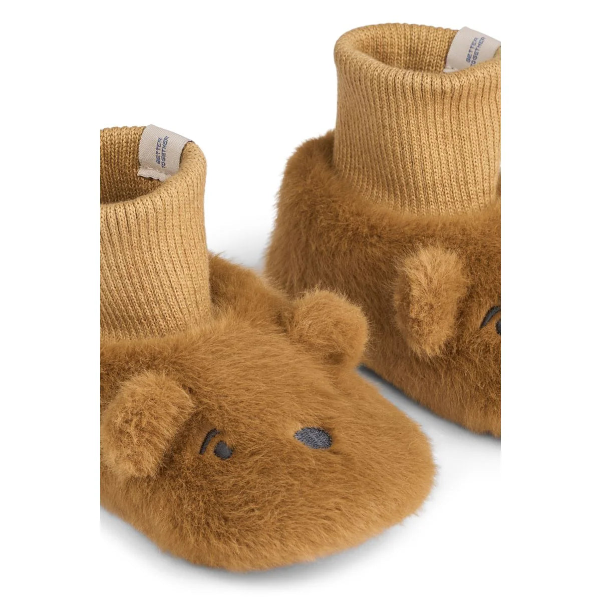 Baby Beer Sloffen - Beth Bear Pluche Pantoffels - Gerecycled polyester - Liewood - close up