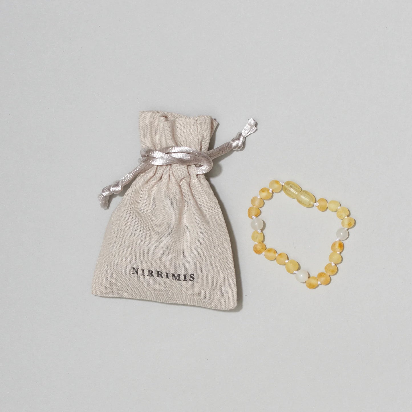Armband Mondstein & Rohbernstein Zitrone - 14 cm - Kinder 0-3 Jahre - Nirrimis