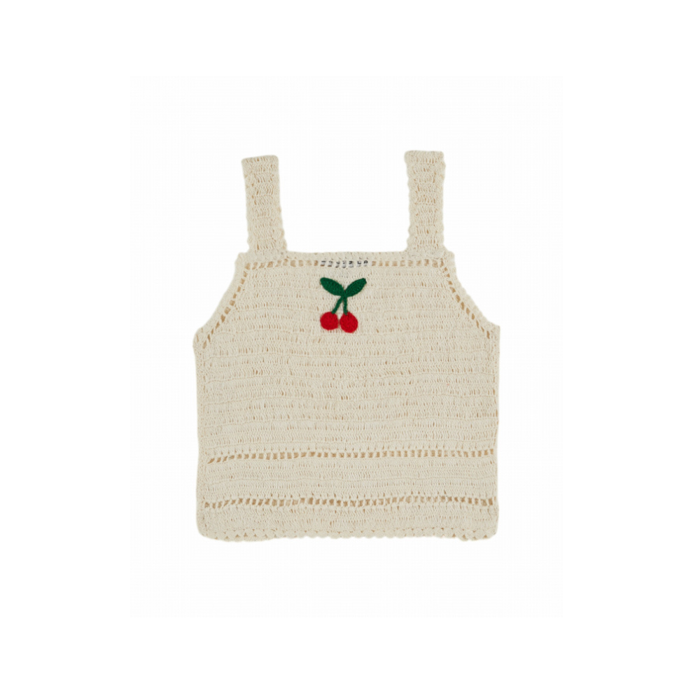 Gehaakte kersen top - Crochet Cherise - Katoen - Creme - Emile er Ida