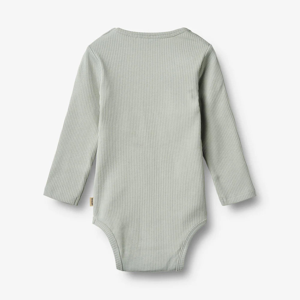Wheat - Rib Body L/S Spencer - Rainy sky - Romper - Biologisch katoen