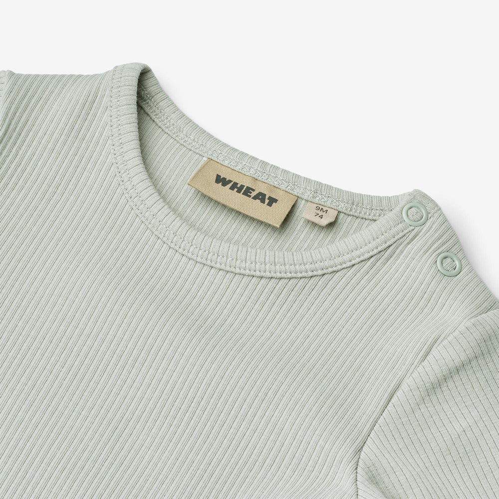 Wheat - Rib Body L/S Spencer - Rainy sky - Romper - Biologisch katoen