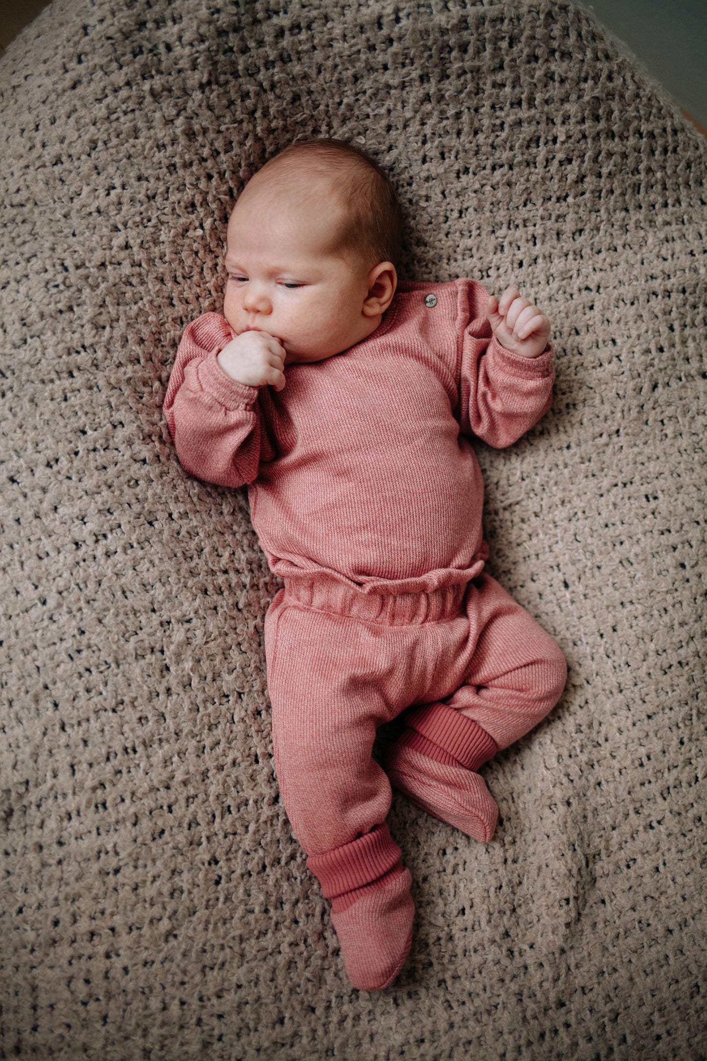 Trui Malin - Knit combo pink/roze - Biologisch katoen - Riffle Amsterdam baby