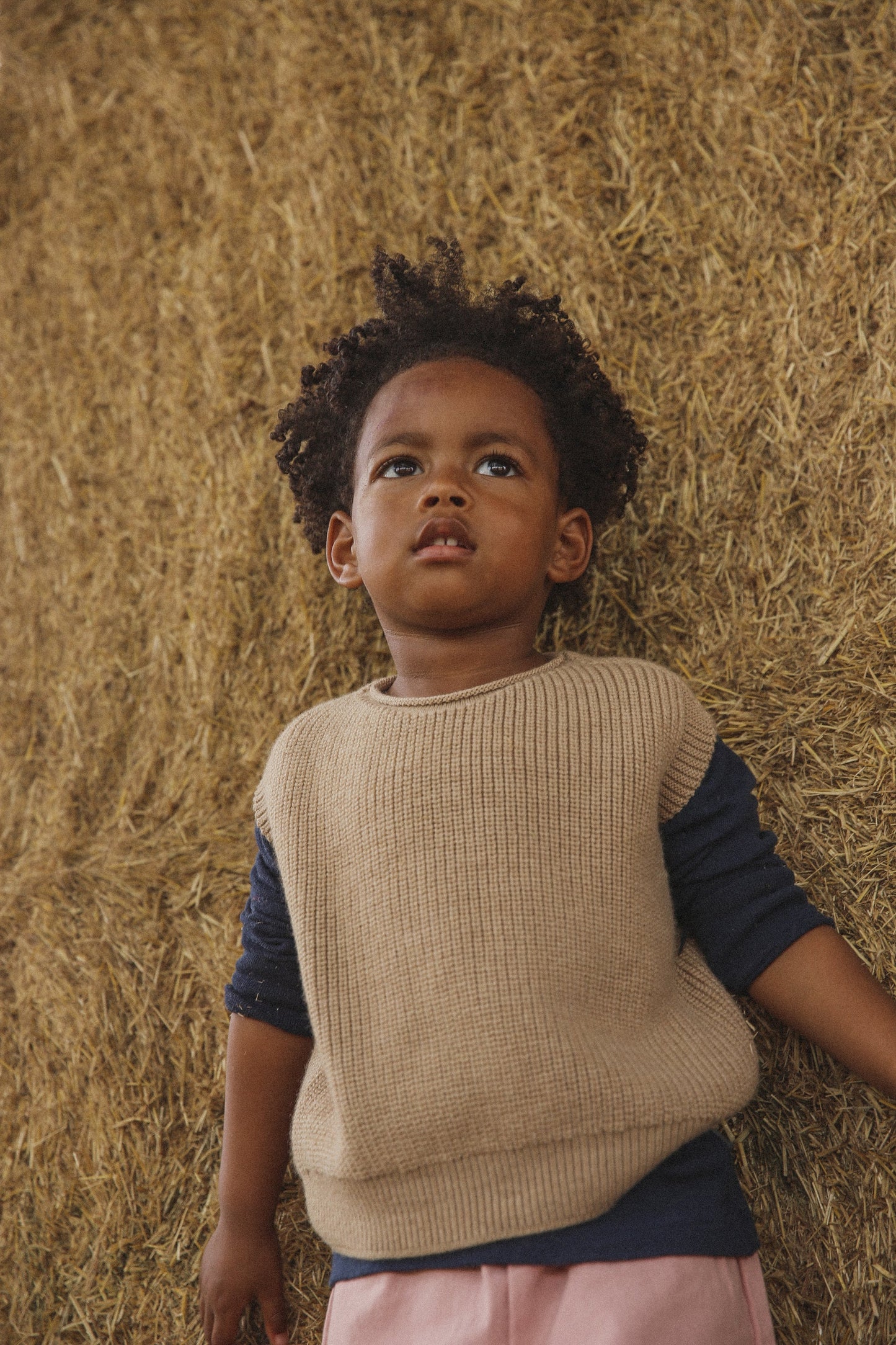 Vest Harvey Kids - Spencer/mouwloos truitje - Sand - Merinowol - HVID