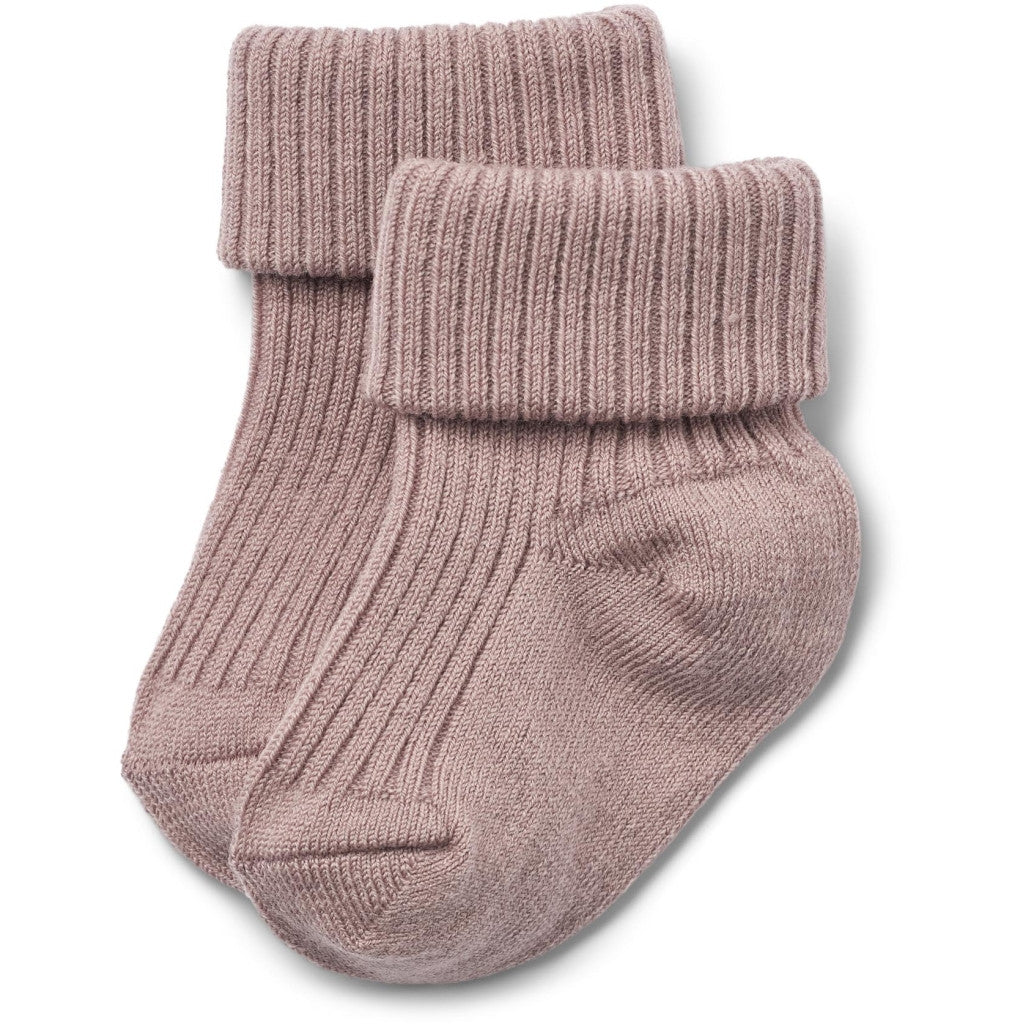 Wheat - Wool Rib Socks Ziggy - Wollen baby sokken - 80% wol - roze