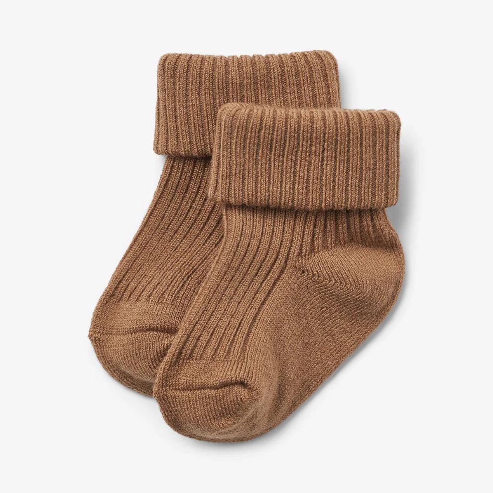 Wheat - Wool Rib Socks Ziggy - Wool baby socks - 80% wool