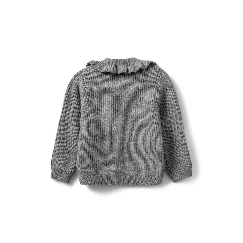 Gebreid vest met glitter - Wolmix - Grijs - Sofie Schnoor