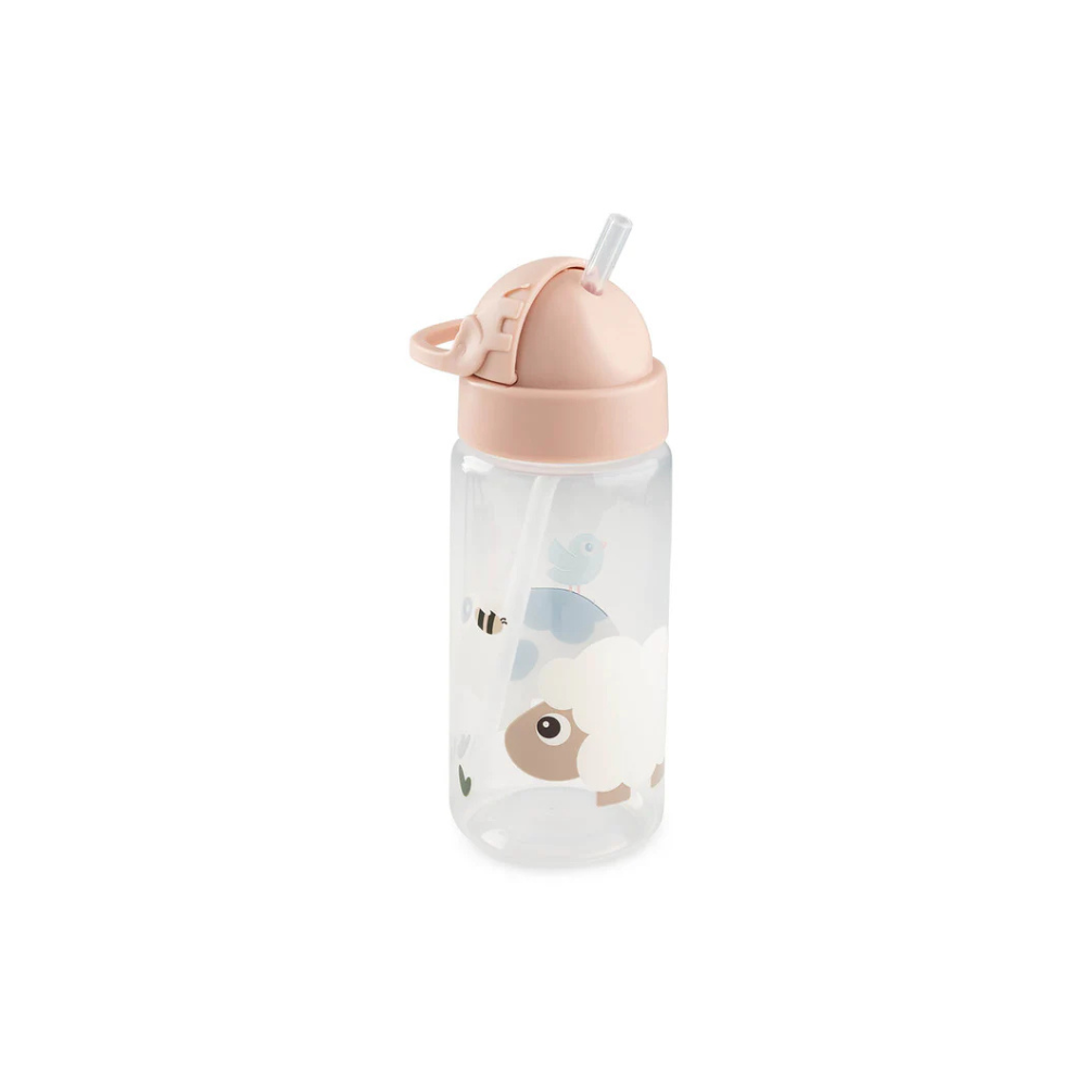 Drinkfles met rietje - Straw bottle - Tiny farm - Powder - 350 ml - Done by Deer