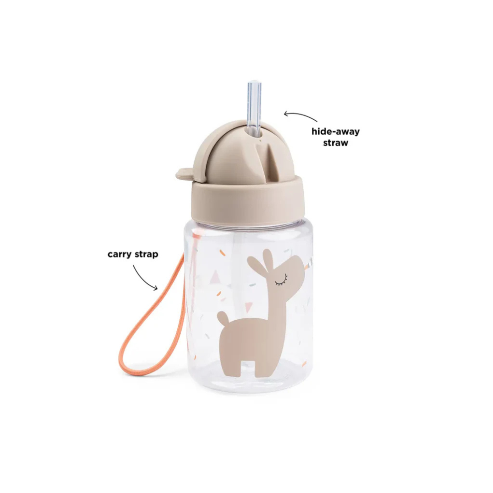 Drinkfles met rietje - Straw bottle - Celebration - Sand - 280 ml - Done by Deer