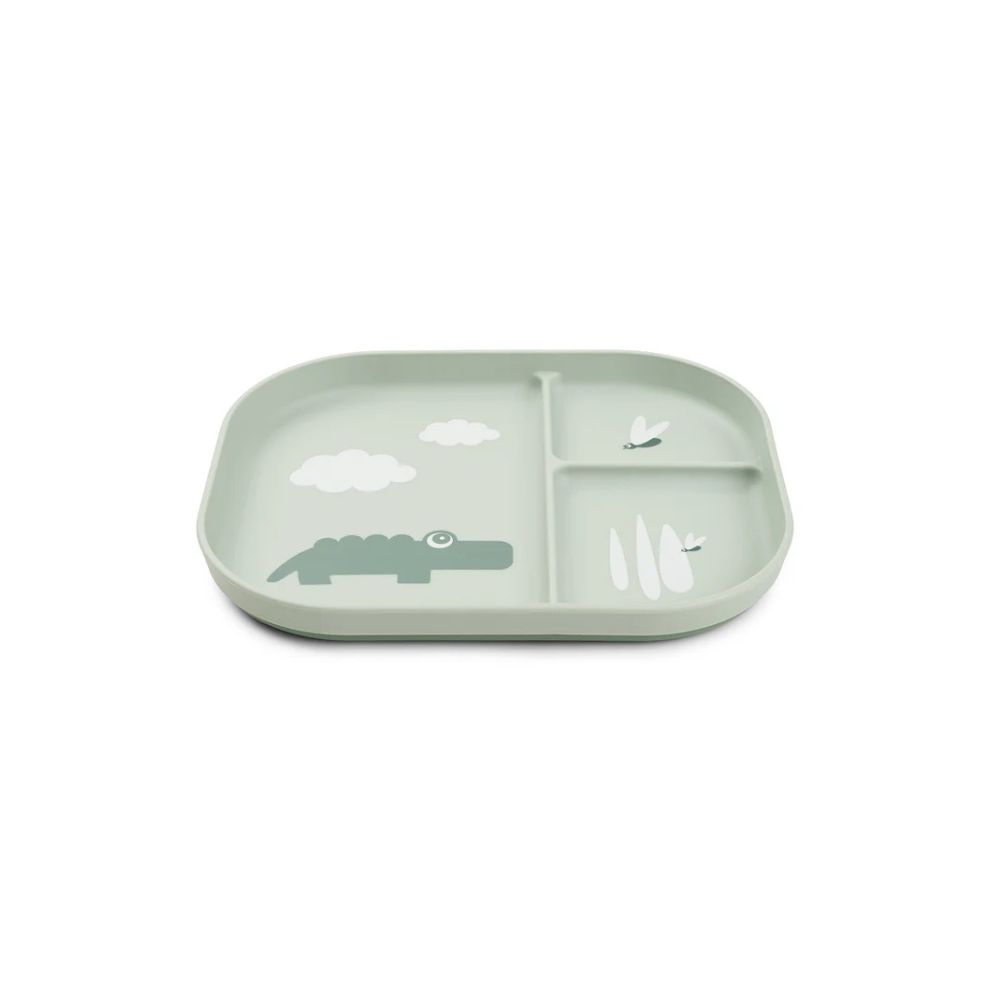 Vakken bordje - Foodie compartment plate - Croco - Green - Done by Deer