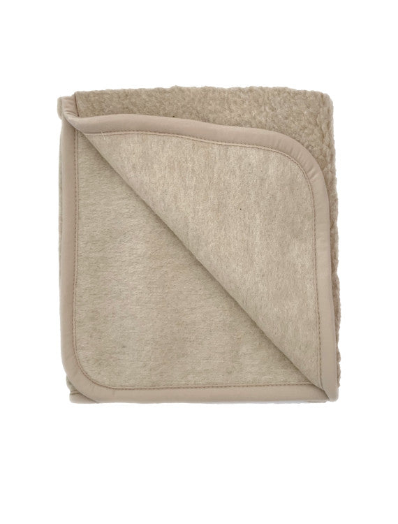 Wollen Babydeken - Deken Thumbled - Natural en Beige - Natuurlijke wol - Alwero- gevouwen - beige
