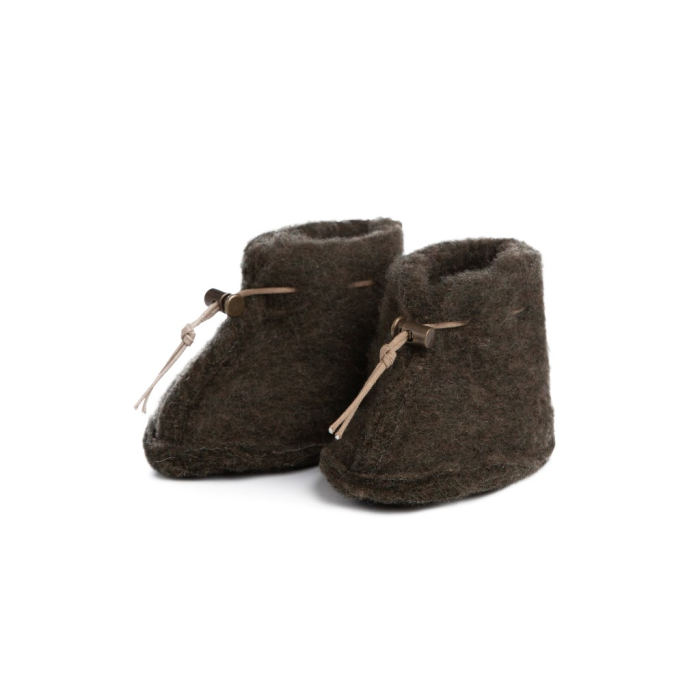 Alwero - Baby slofjes Emo - 100% wol - khaki