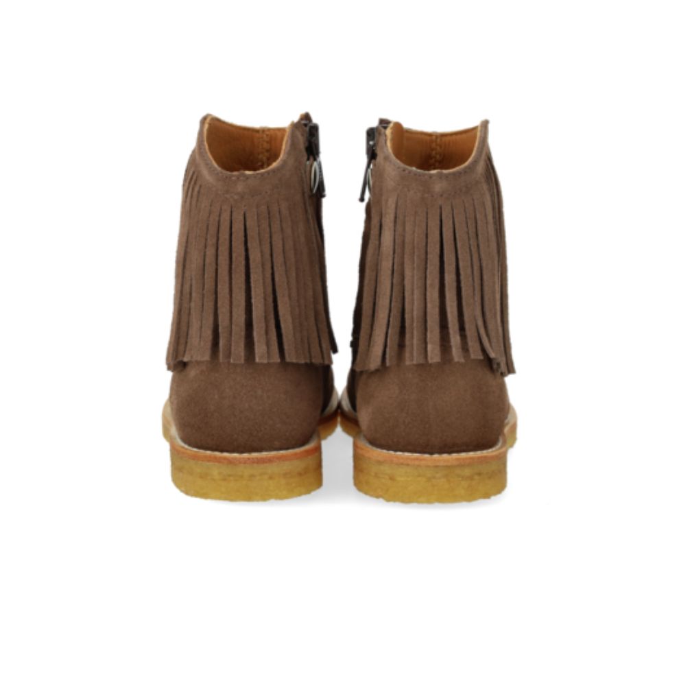 Cowboy laarsjes franjes - Suede - Taupe - Angulus achterkant