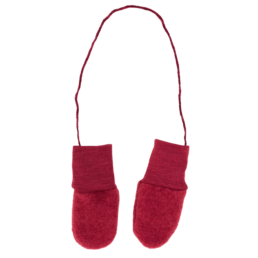Wantjes met touw - Wol fleece - Rood/Jaspis - Engel Natur