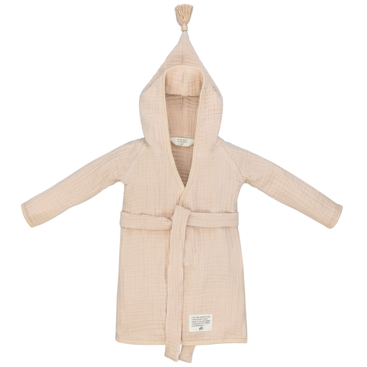 Baby Bello - Baby Badjas - Toasted Almond - 100% Biologisch mousseline katoen - voorkant