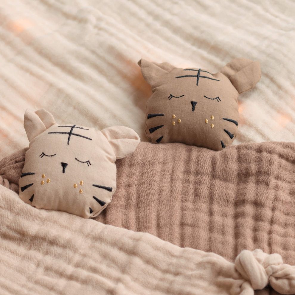 Knuffeldoek - Toby de Tijger – Toasted Almond - Baby Bello foto