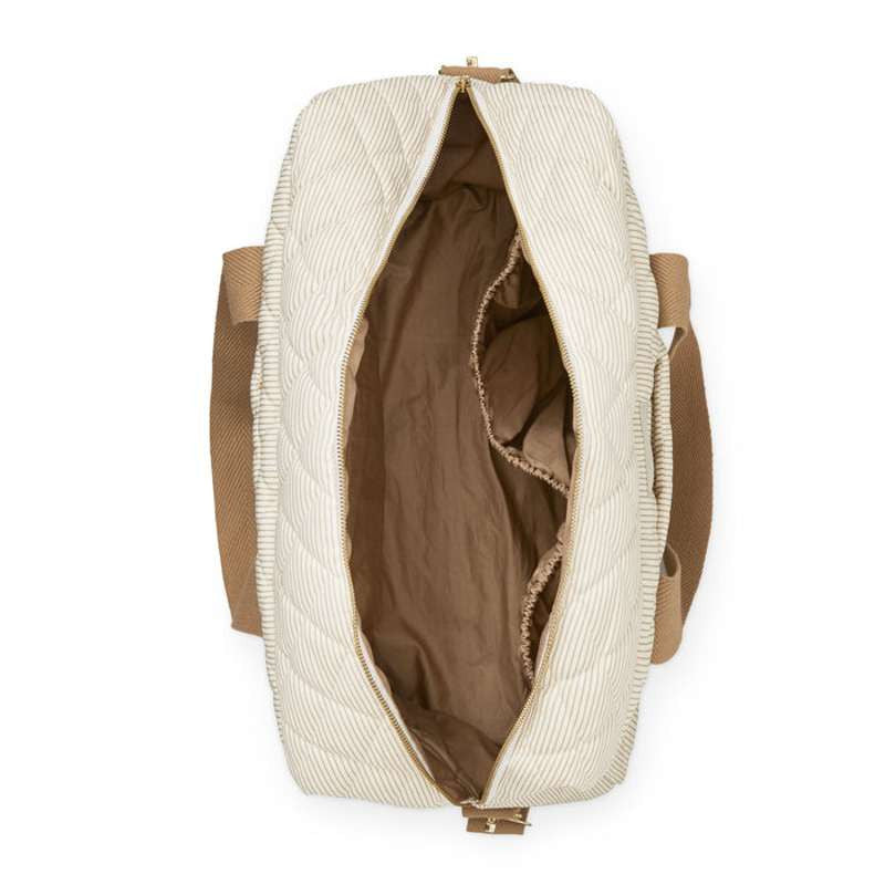 CamCam Copenhagen - Changing Bag w/pram straps - Luiertas- Classic Stripes Camel - bovenaanzicht