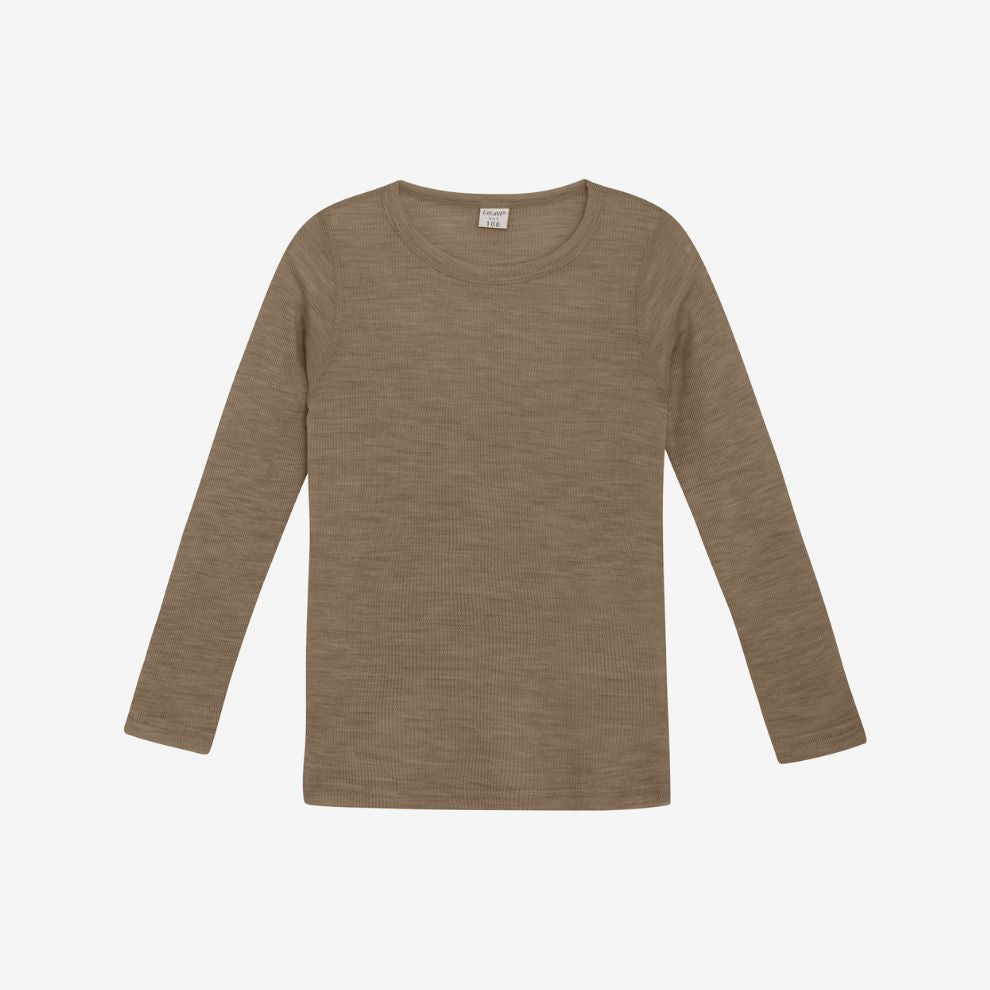 Top lange mouw - Merino wol - Cocoa Creme-bruin - CeLaVi voor