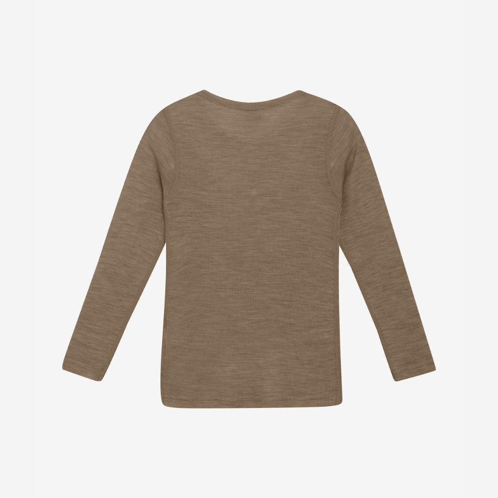 Top lange mouw - Merino wol - Cocoa Creme-bruin - CeLaVi achter