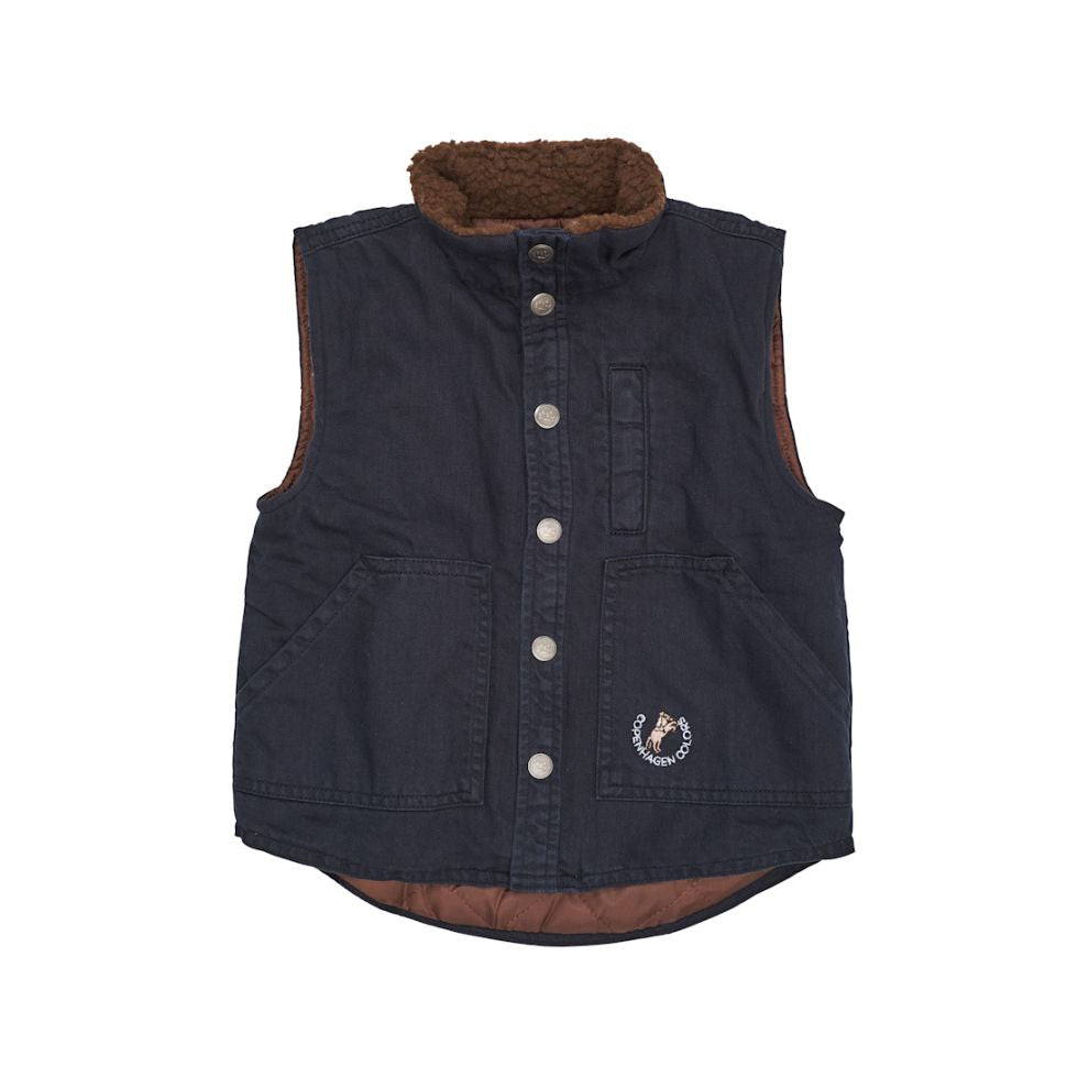 Bodywarmer Twill - Biologisch katoen - Navy - Copenhagen Colors voorkant
