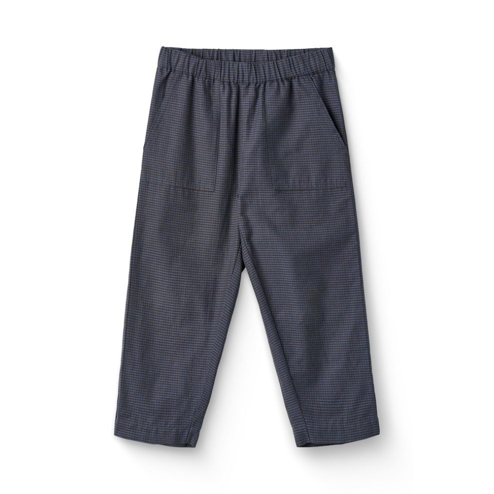 Pantalon broek - Biologisch katoen - Check blue - Copenhagen Colors voorkant