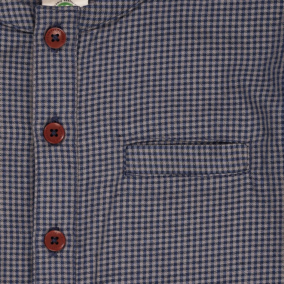 Overhemd top - Biologisch katoen - Navy check - Copenhagen Colors close up