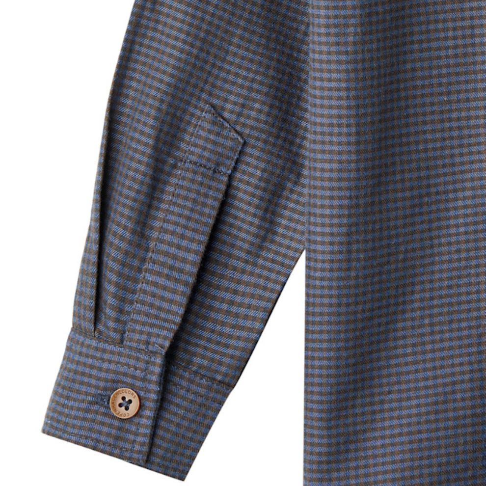 Overhemd top - Biologisch katoen - Navy check - Copenhagen Colors mouw