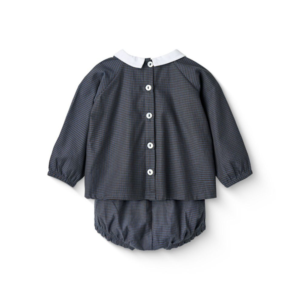 Baby set lange mouw - Biologisch katoen - Navy check - Copenhagen Colors achter