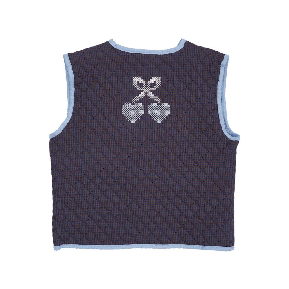 Quilted Bodywarmer - Geruit - Brown/Blue Check - Copenhagen Colors achter